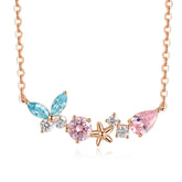 Collier Etoilelier Zircon Or 18 Carats Saphir Synthétique, Pendentif Plusieurs Pierres